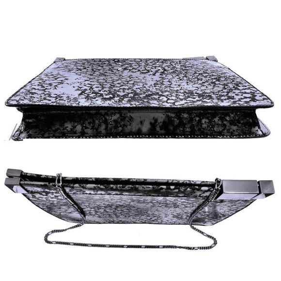 MAISON MARTIN MARGIELA Silver & Black Metallic Printed Handbag Large Clutch - Picture 3 of 10